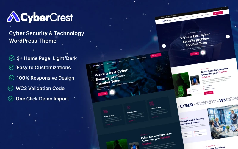 CyberCrest – Cyber Security & Technology WordPress Theme