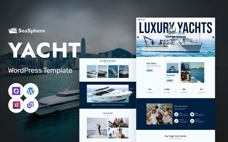 Seasphere - Luxury Yacht Rentals And Services WordPress Elementor Theme