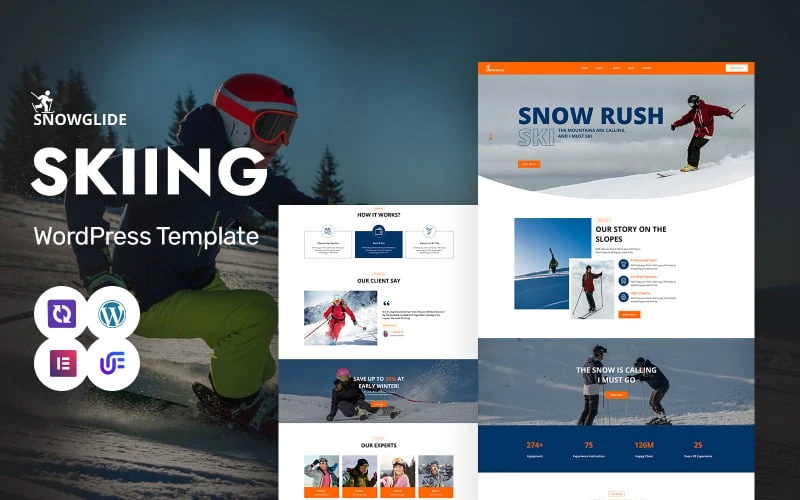 Snow Glide - Skiing Academy And Winter Sports WordPress Elementor Theme
