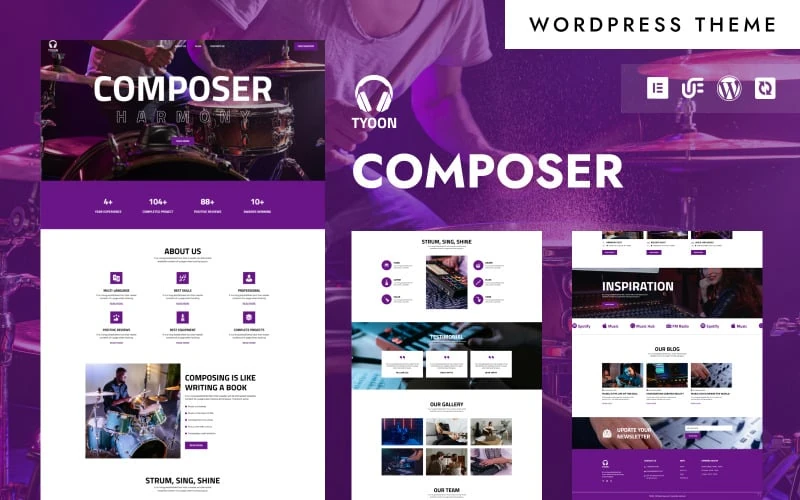 Tyoon - Musician Portfolio & Composer Website WordPress Elementor Theme
