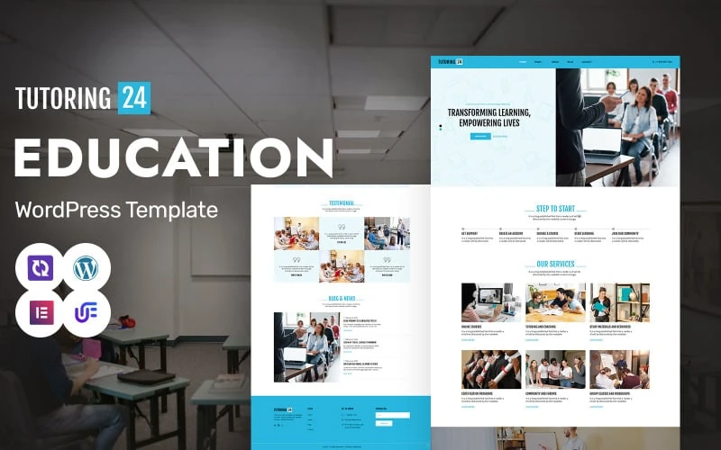 Tutoring 24 - Educational Platform And Learning Platform WordPress Elementor Theme