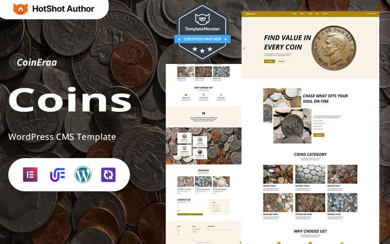 CoinEraa - Antique, Historic And Exhibition Coins WordPress Elementor Theme
