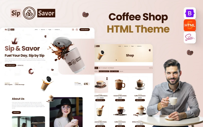 Sip Savor - Coffee caffe & Fresh Drinks HTML Website Template