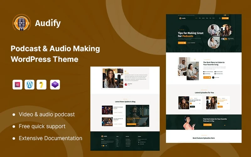 Audify – Podcast Audio Making & Music School WordPress Theme