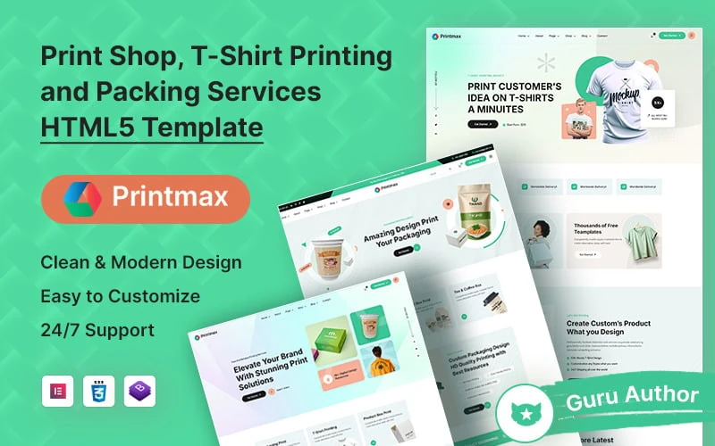 Print Shop, T-Shirt, Printing and Packing Services Bootstrap HTML5 Website Template