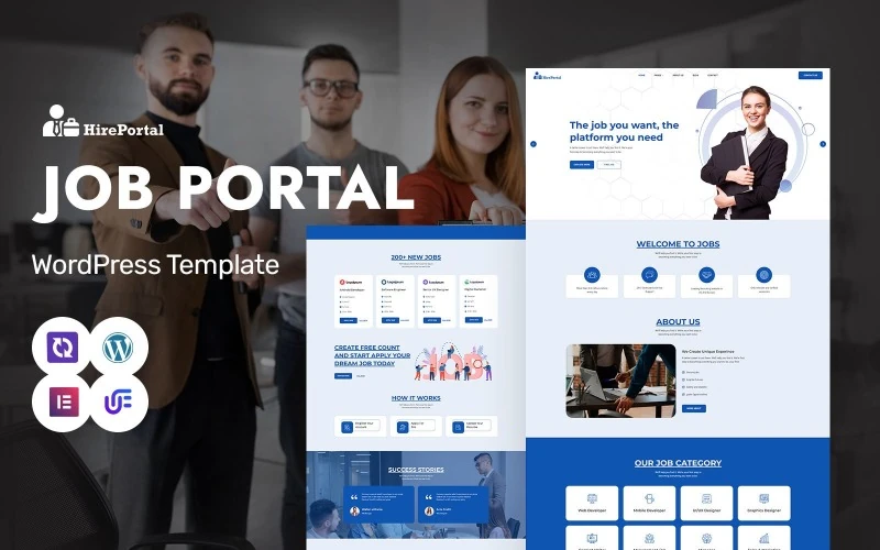 Hire Portal - Professional Job Portal, Job Board & Employment Services WordPress Elementor Theme