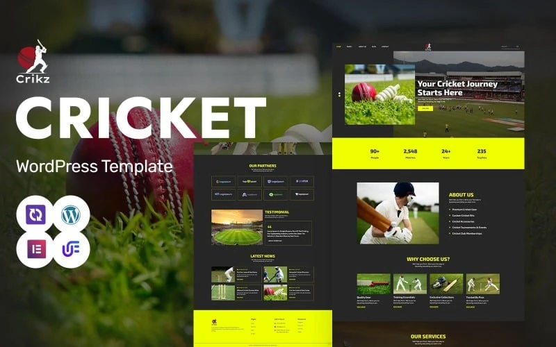 Crikz - Cricket Academy And Coaching WordPress Elementor Theme