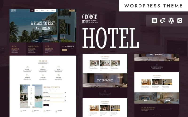 George House - Hotel & Resort Booking WordPress Elementor Theme