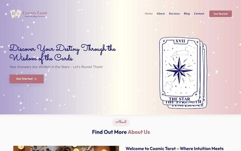 Cosmic Tarot – Website Template for Tarot Readers & Spiritual Guides