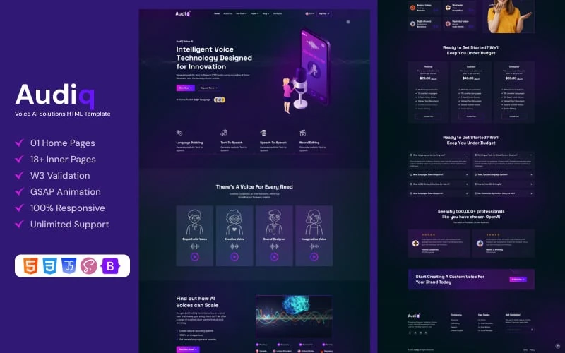 AudiQ - Voice AI Solutions HTML Template