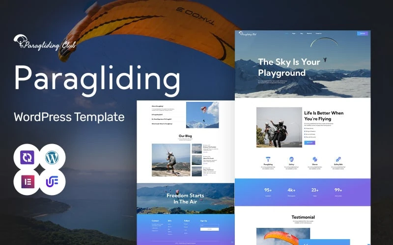 Paragliding Club - Paragliding, Skydiving And Extreme Sports WordPress Elementor Theme