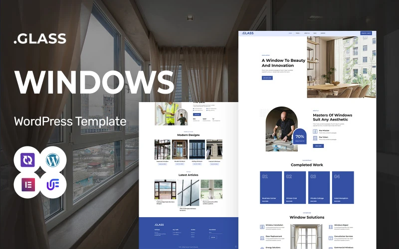 Glass - Glass, Windows Manufacturing And Repair WordPress Elementor Theme