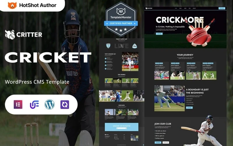 Critter - Cricket Academy And Tournament WordPress Elementor Theme