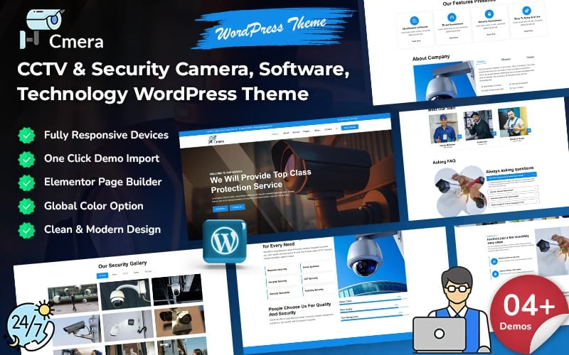 Cmera - CCTV & Security Camera, Software, Website, Apps, Technology WordPress Theme