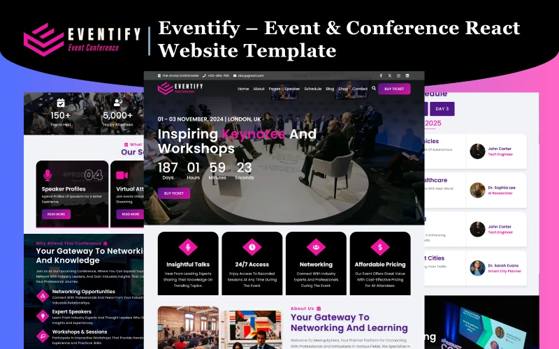 Eventify – Event & Conference React Website Template
