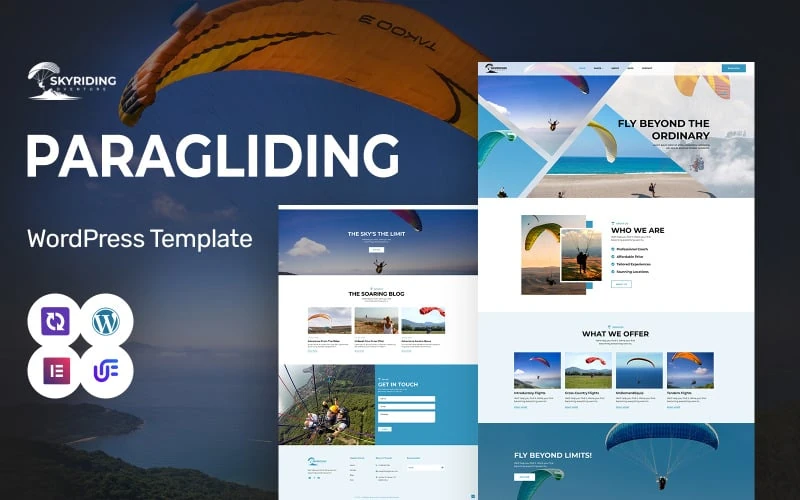 Skyriding - Paragliding Club And Sky Adventures WordPress Elementor Theme