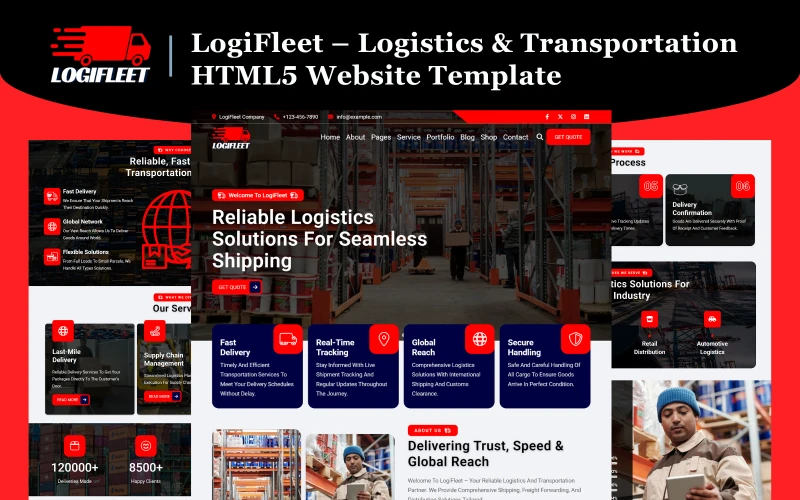 LogiFleet – Logistics & Transportation HTML5 Website Template