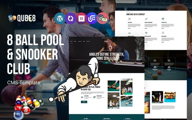 Qube8 - 8 Balll Pool Or Snooker Club WordPress Theme