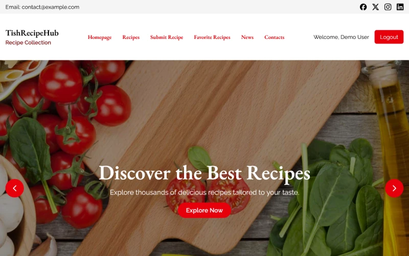 TishRecipeHub – Next.js, TypeScript, and Tailwind CSS Recipe Collection Template