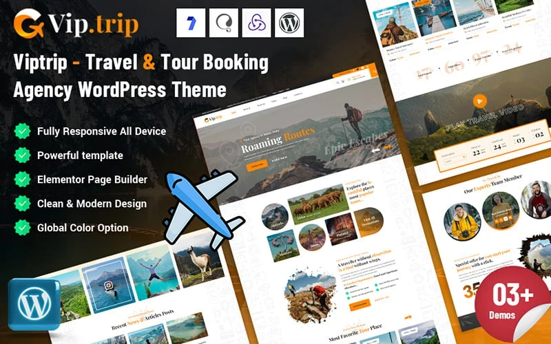 Viptrip - Travel & Tour Booking Agency WordPress Theme