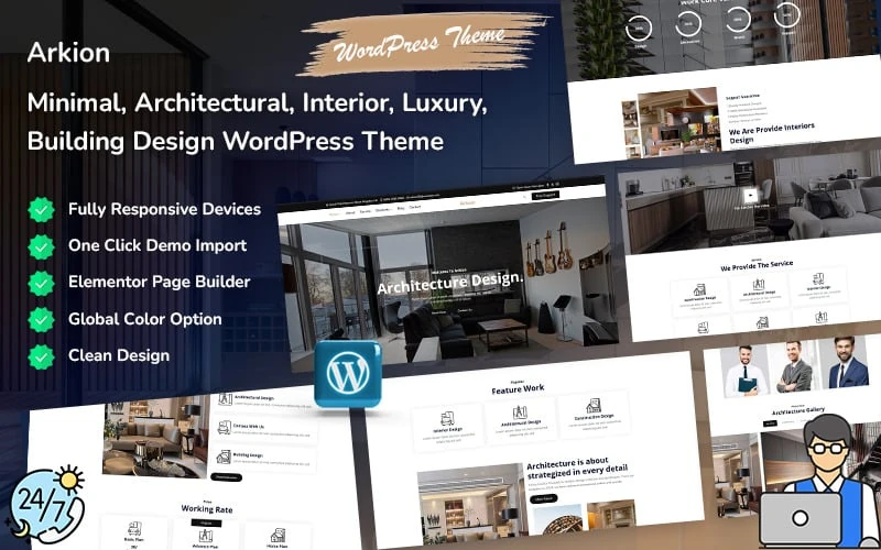 Arkion - Minimal, Architectural, Interior, Construction, Luxury, Building Design WordPress Theme
