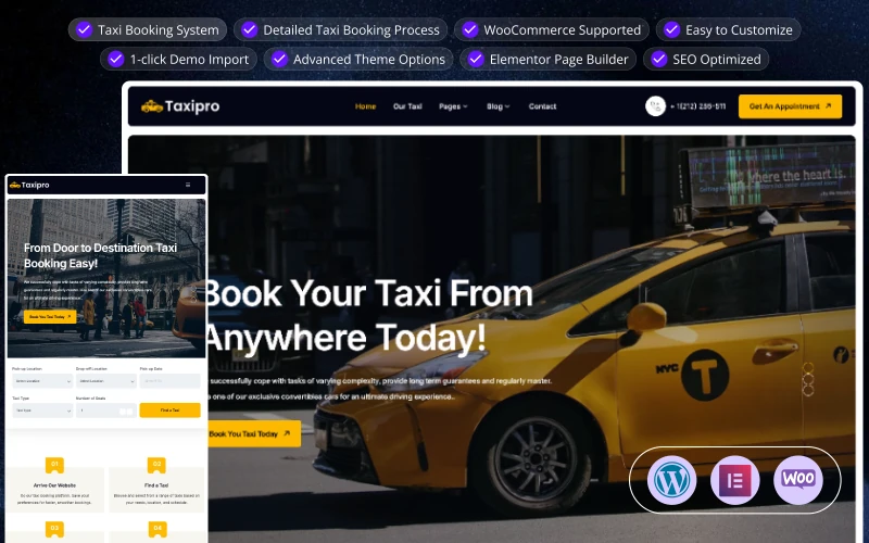 Taxipro - Taxi Booking WooCommerce WordPress Theme